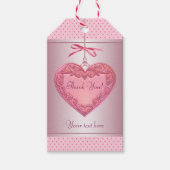 Roze werveling hart roze cadeaulabel (Voorkant)