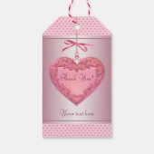 Roze werveling hart roze cadeaulabel (Achterkant)