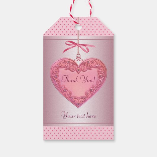 Roze werveling hart roze cadeaulabel (Achterkant)