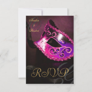 Roze Werveling Maskerade Masker RSVP Uitnodiging