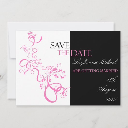 Roze werveling save the date uitnodiging (Voorkant)