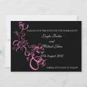 Roze werveling save the date uitnodiging (Achterkant)