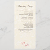 Roze wervelingen op bord damask Wedding Program Programmakaart (Achterkant)