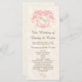 Roze wervelingen op bord damask Wedding Program Programmakaart (Voorkant / Achterkant)