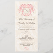 Roze wervelingen op bord damask Wedding Program Programmakaart (Voorkant)