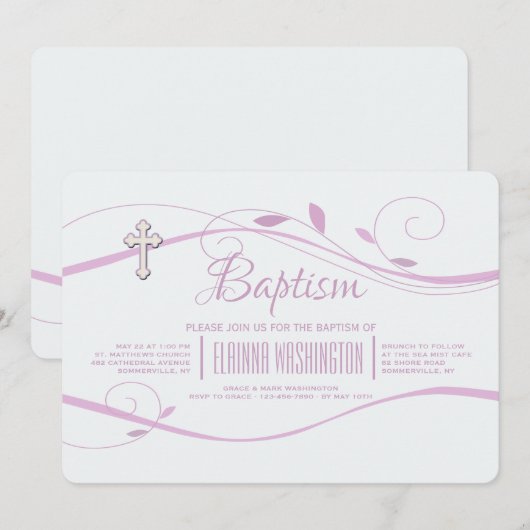 Roze wervelingen uitnodiging (Voorkant / Achterkant)