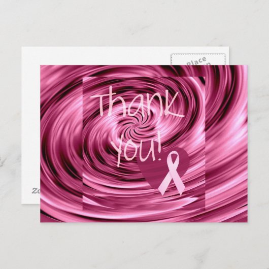 Roze wervelkolom borstkanker Dank u Briefkaart (Voorkant / Achterkant)