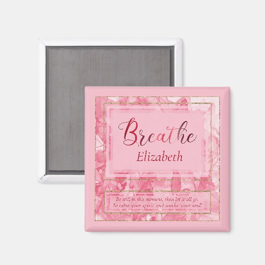 Roze wervelkolom en goudvormig Inspirerend prijsop Magneet (Voorkant / Achterkant)