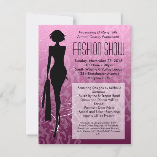 Roze wervelkolom Silhouette Mode Show Kaart (Voorkant)