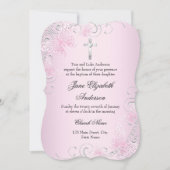 Roze wervelkolom-vlinder en cross-bots-uitnodiging kaart (Voorkant)