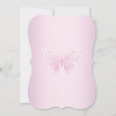 Roze wervelkolom-vlinder en cross-bots-uitnodiging kaart (Achterkant)