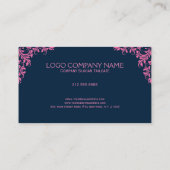 Roze wervelt over donkerblauwe achtergrond visitekaartje (Achterkant)