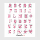  roze wervelt trendy Initialen alfabet letter Sticker (Vel)