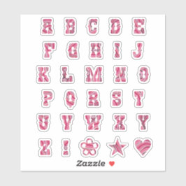  roze wervelt trendy Initialen alfabet letter Sticker