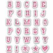  roze wervelt trendy Initialen alfabet letter Sticker (Voorkant)