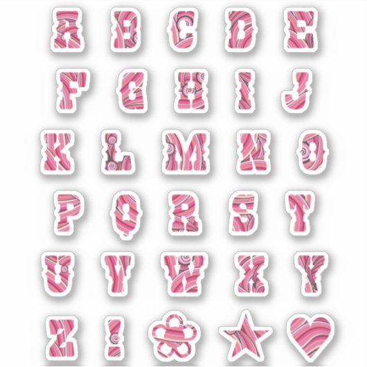  roze wervelt trendy Initialen alfabet letter Sticker (Voorkant)