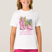 Roze West Cowgirl Cactus Waterverf Verjaardag