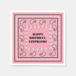 Roze Western Bandana Print Verjaardagsfeestje Servet