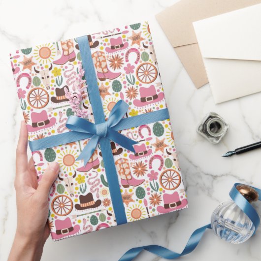 Roze Western Charme Cadeaupapier (Geschenken)