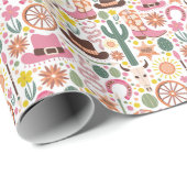 Roze Western Charme Cadeaupapier (Rol Hoek)