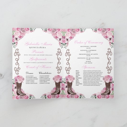 Roze Western Charro Quinceañera Programma (Binnen)