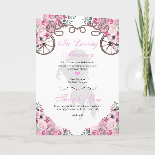 Roze Western Charro Quinceañera Programma (Achterkant)