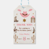 Roze Western Cowboy Verjaardagsfeestje Cadeaulabel (Voorkant)