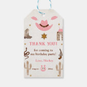 Roze Western Cowboy Verjaardagsfeestje Cadeaulabel (Achterkant)