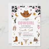 Roze Western Cowgirl Baby shower Kaart (Voorkant)