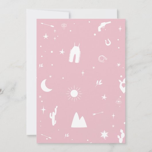 Roze Western Cowgirl Baby shower Kaart (Achterkant)