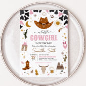 Roze Western Cowgirl Baby shower Kaart