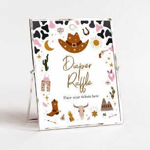 Roze Western Cowgirl Baby shower Luier Raffle Poster