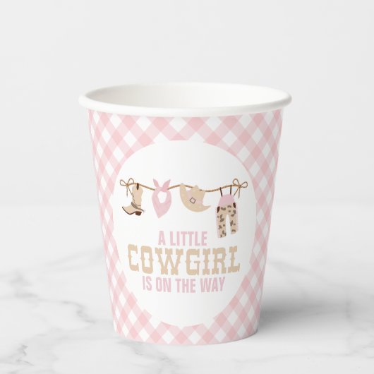 Roze Western Cowgirl Baby shower Papieren Bekers (Voorkant)