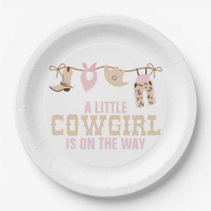 Roze Western Cowgirl Baby shower Papieren Borden Bordje