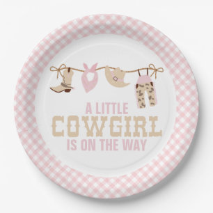 Roze Western Cowgirl Baby shower Papieren Borden Papieren Bordje