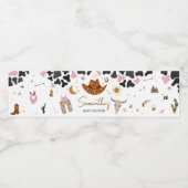 Roze Western Cowgirl Baby shower Waterfles Etiket (Enkel label)