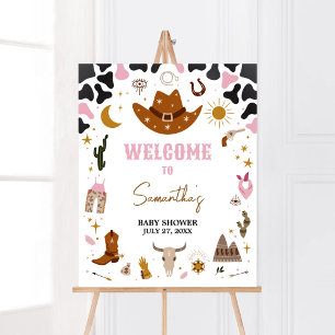 Roze Western Cowgirl Baby shower Welkom Poster
