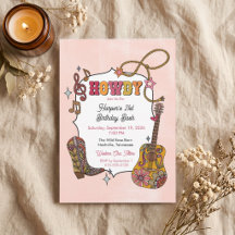 Roze Western Cowgirl Feest Uitnodiging