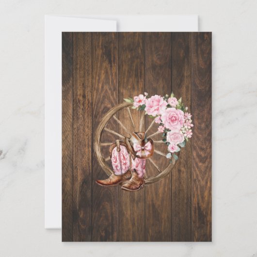 Roze Western Cowgirl laarzen zadel omhoog Vrijgeze Kaart (Achterkant)