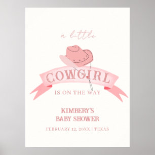 Roze Western Cowgirl Pet Baby shower Welkom Poster