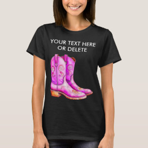  Roze Western Cowgirl Rodeo Boots Boerderij Life T-shirt