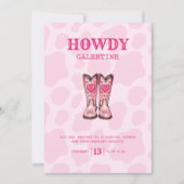 Roze Western Cowgirl Valentijn Party Invitation Kaart (Voorkant)