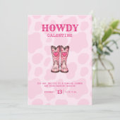 Roze Western Cowgirl Valentijn Party Invitation Kaart (Staand voorkant)