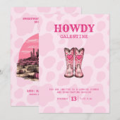 Roze Western Cowgirl Valentijn Party Invitation Kaart (Voorkant / Achterkant)