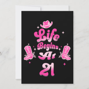 Roze Western Cowgirl Verjaardag Mijlpaal Kaart