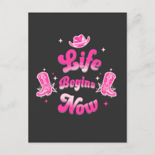 Roze western-cowgirl-verjaardagsmijlpaal briefkaart