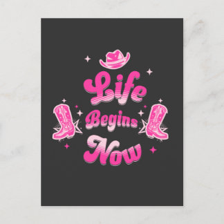 Roze western-cowgirl-verjaardagsmijlpaal briefkaart