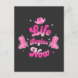 Roze western-cowgirl-verjaardagsmijlpaal uitnodiging briefkaart