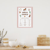 Roze Western Eerste Jaar Eerste Dag Mijlsteen Poster (Keuken)