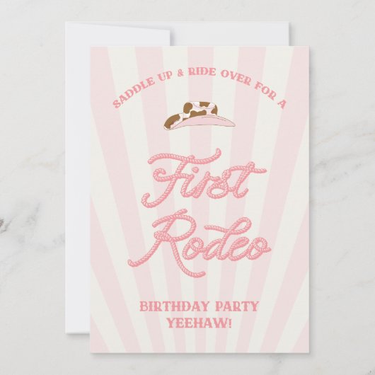  Roze Western Eerste Rodeo 1e Verjaardag Kaart (Achterkant)